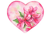 Pink floral romantic heart vector