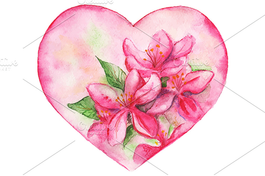Pink floral romantic heart vector in Illustrations - product preview 8