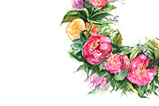 Watercolor flower floral wreath
