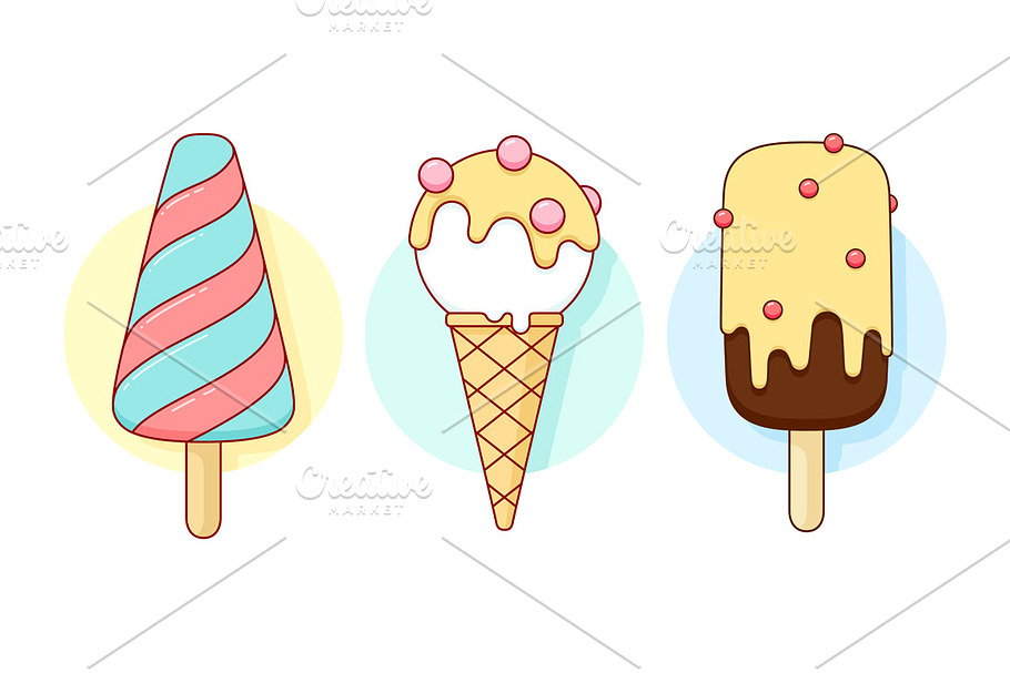 Set of colorful ice cream & popsicle in Illustrations - product preview 8