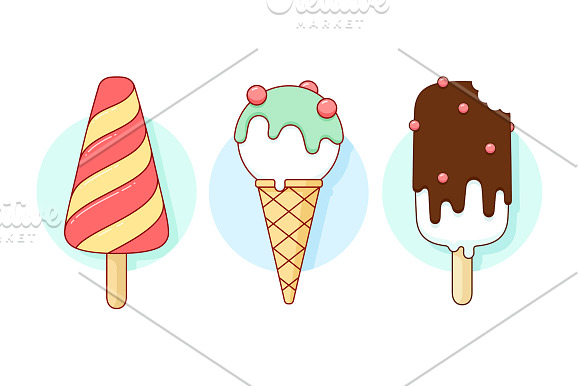 Set of colorful ice cream & popsicle in Illustrations - product preview 1