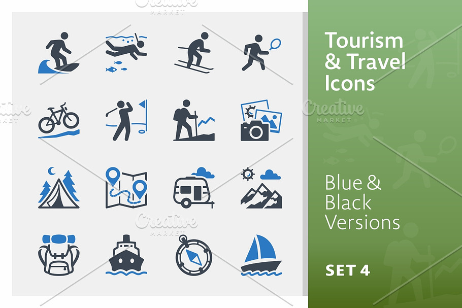 Tourism & Travel Icons Set 4 | Blue