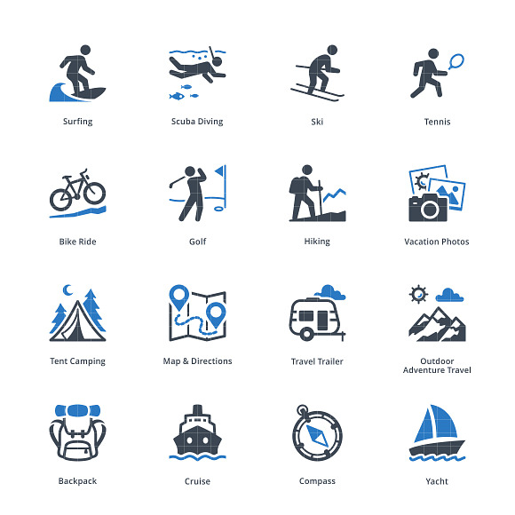 Tourism & Travel Icons Set 4 | Blue in Graphics - product preview 1