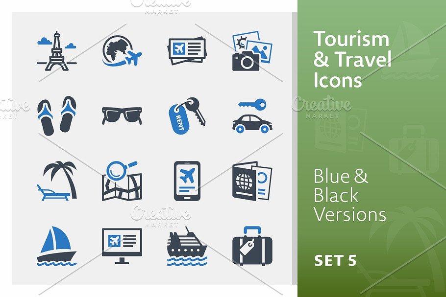 Tourism & Travel Icons Set 5 | Blue in Graphics - product preview 8