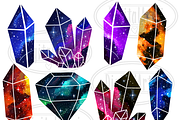 Illustrated Space Crystals Clipart