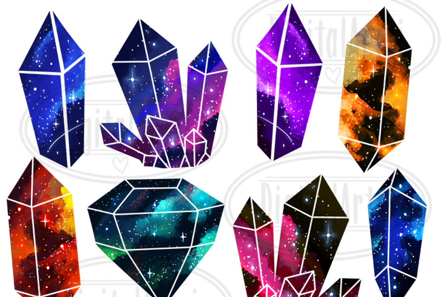 Illustrated Space Crystals Clipart