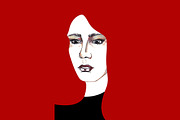 Portrait long red hair girl vector