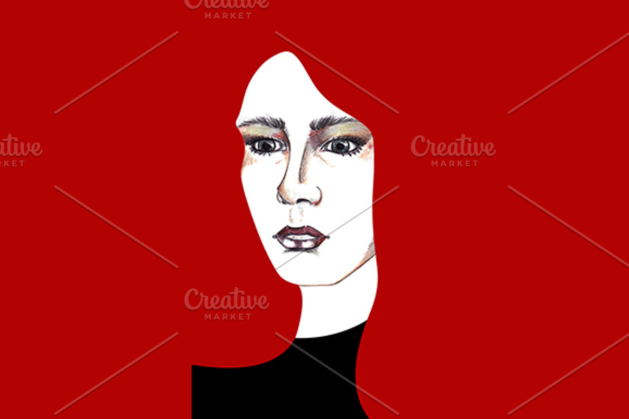 Portrait long red hair girl vector in Illustrations - product preview 8