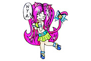 Anime kawaii cartoon cat girl vector