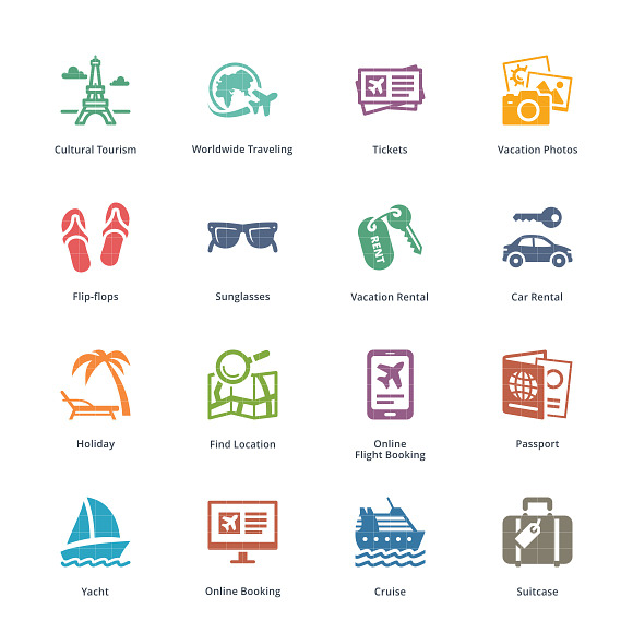 Tourism & Travel Icons 5 | Colored in Graphics - product preview 1