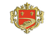 Steamboat Fleur De Lis Coat of Arms 