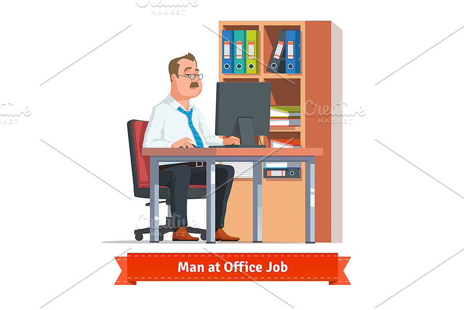 Man working at office in Illustrations - product preview 8