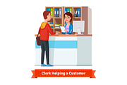 Clerk working with customer