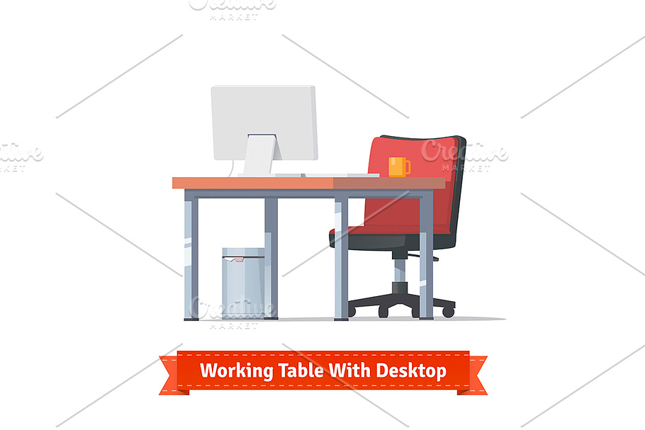 Comfortable modern workplace in Illustrations - product preview 8