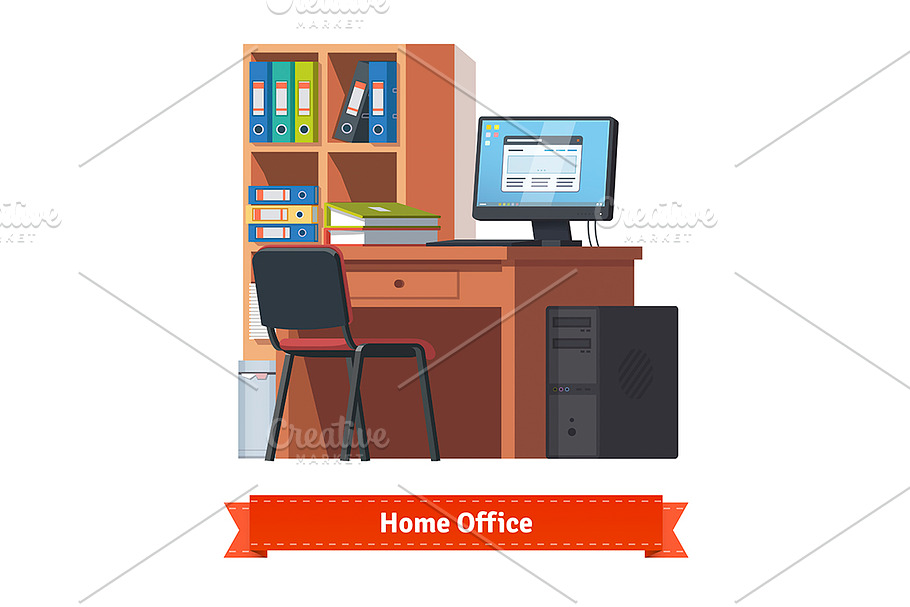 Comfortable home workplace in Illustrations - product preview 8
