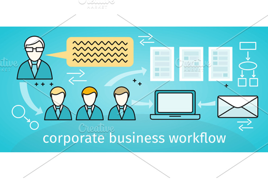 Corporate Business Workflow Banner in Illustrations - product preview 8