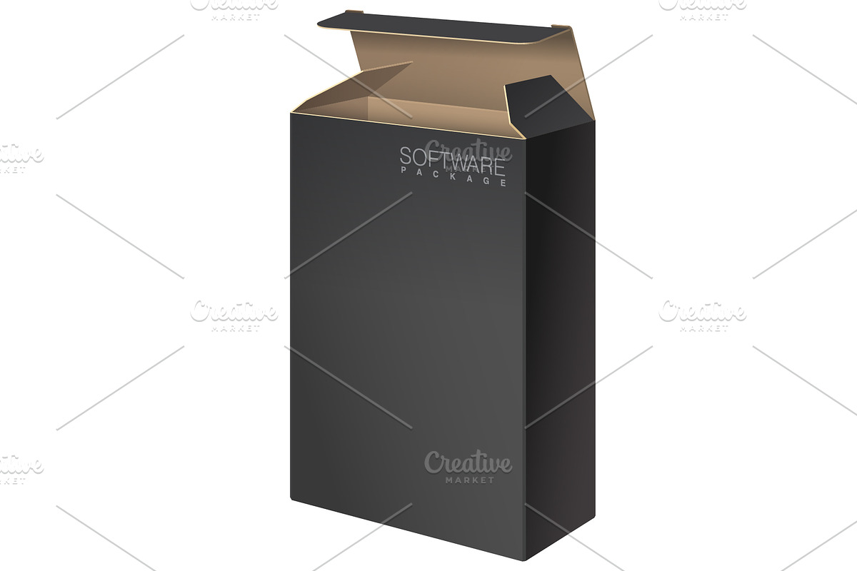 Black Package Box Opened in Product Mockups - product preview 8