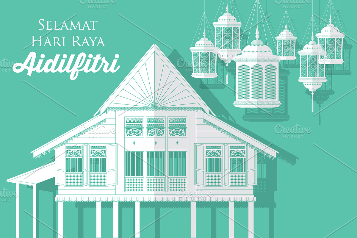 hari raya village/kampung vector in Illustrations - product preview 8