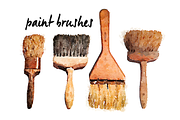 Vintage Paint Brushes Water Color