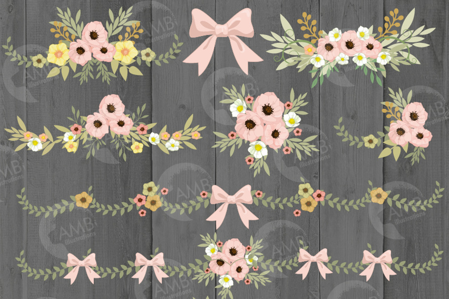 Floral Wedding Clipart, 1313