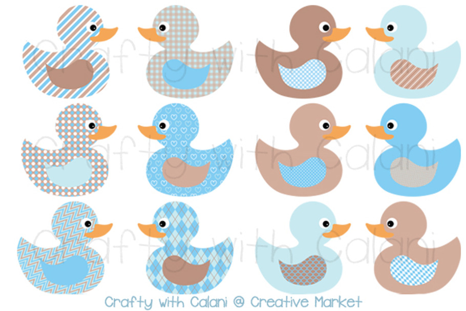 Baby Blue & Brown Rubber Duck in Illustrations - product preview 8