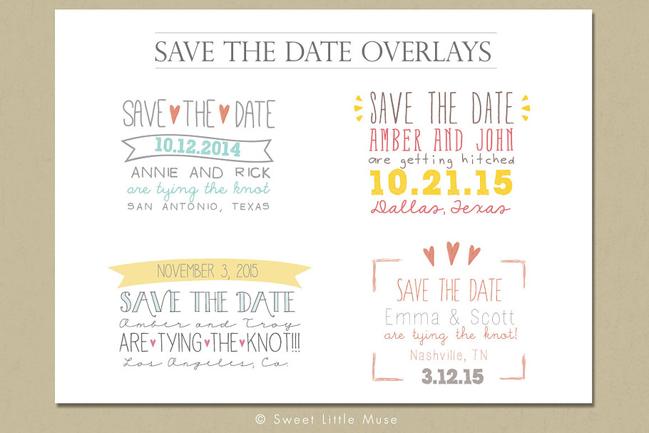 Save the Date Overlays, word overlay