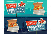Retro sign Delivery pizza moped
