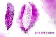 set boho bird feather