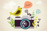 Vintage camera & bird