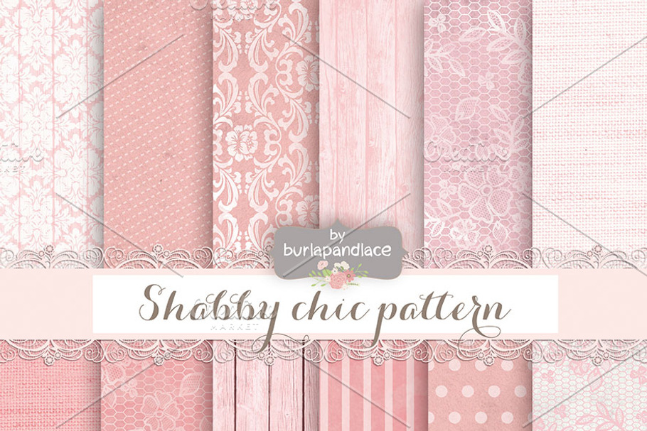 Shabby chic Kraft digital paper in Patterns - product preview 8