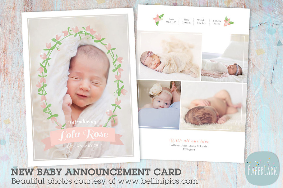AN002 Newborn Baby Card Announcement