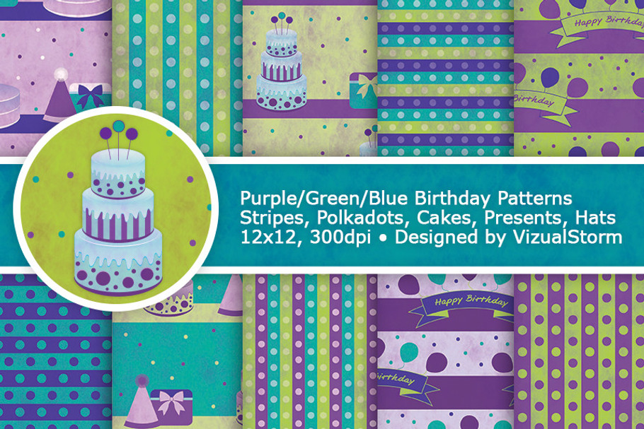 Birthday Party Digital Paper Pattern in Patterns - product preview 8