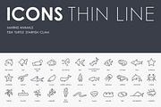 Marine animals thinline icons