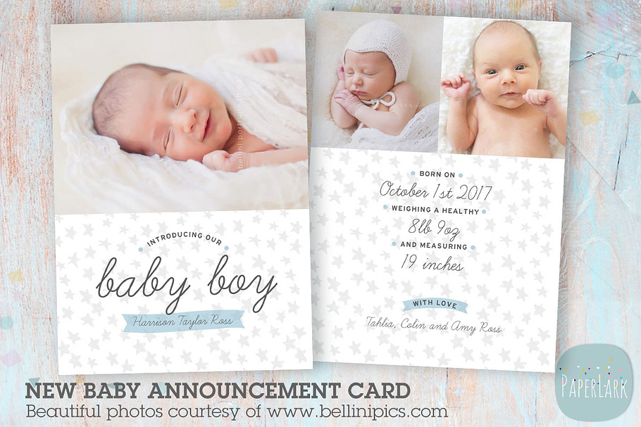 AN006 Baby Boy Announcement Card 