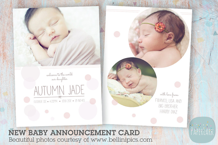 AN004 Newborn Baby Card Announcement