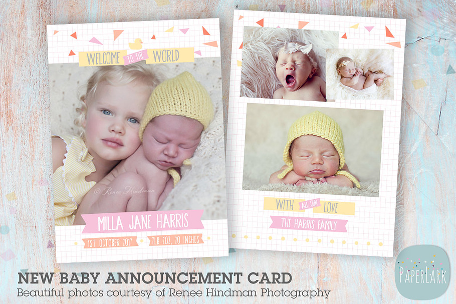 AN001 Newborn Baby Card Announcement