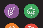 Berries and fruit flat icons. Vector