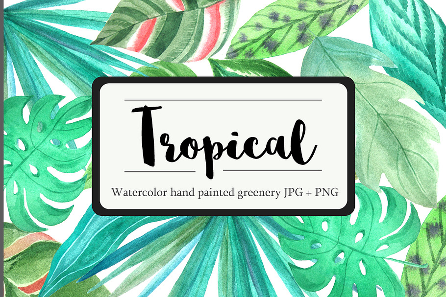 Tropical Watercolor Greenery Set
