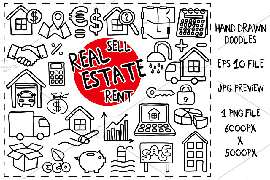 Real Estate Doodle set in Illustrations - product preview 8