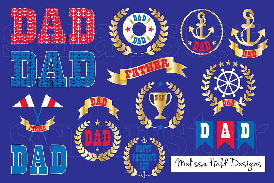 Nautical Father's Day Clipart in Happy Birthday Icons - product preview 8