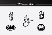 Hand drawn ramadan logo design set