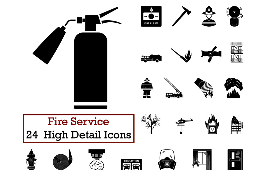 Set of 24 Fire service Icon in Graphics - product preview 8