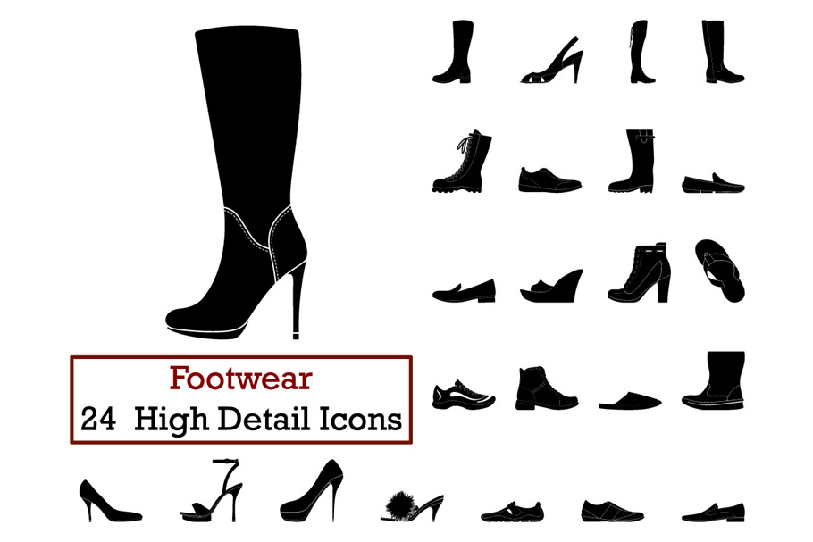 Set of 24 Footwear Icons in Graphics - product preview 8