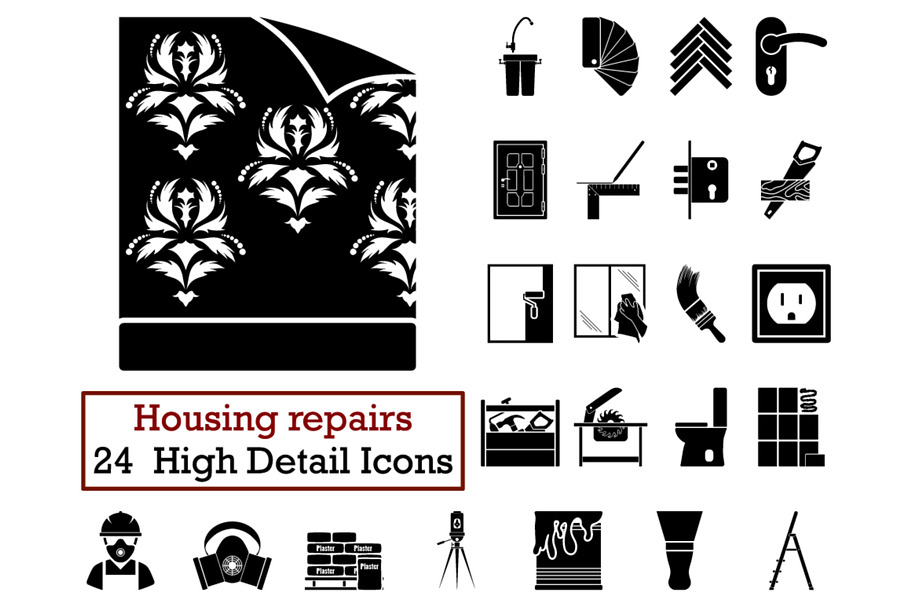 Set of 24 Housing repairs Icons in Icons - product preview 8