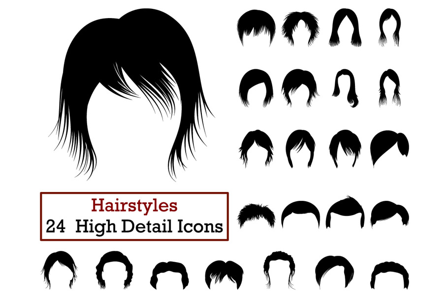 Set of 24 Hairstyles Icons in Graphics - product preview 8
