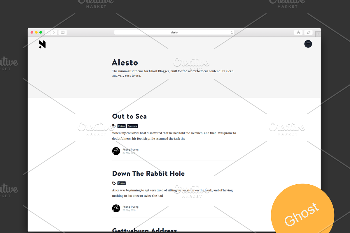 Alesto - The Minimalist Ghost Theme in Ghost Themes - product preview 8