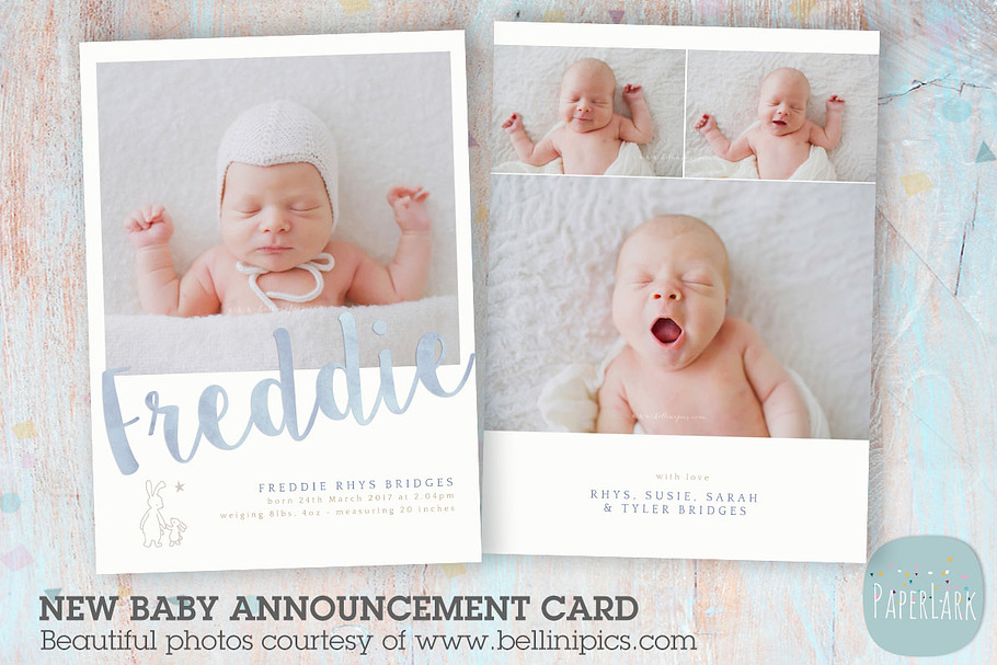 AN010 Newborn Baby Card Announcement in Postcard Templates - product preview 8