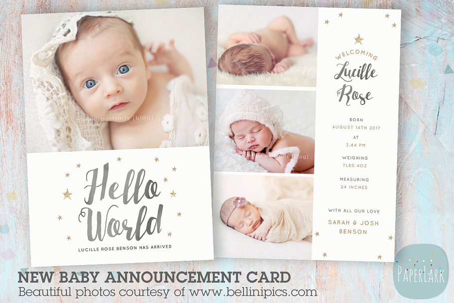 AN009 Newborn Baby Card Announcement in Postcard Templates - product preview 8