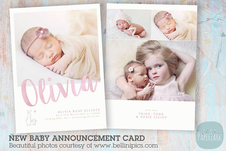 AN011 Newborn Baby Card Announcement in Postcard Templates - product preview 8