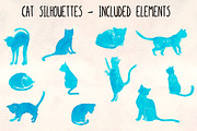 11 Blue Cat Silhouette Graphics 